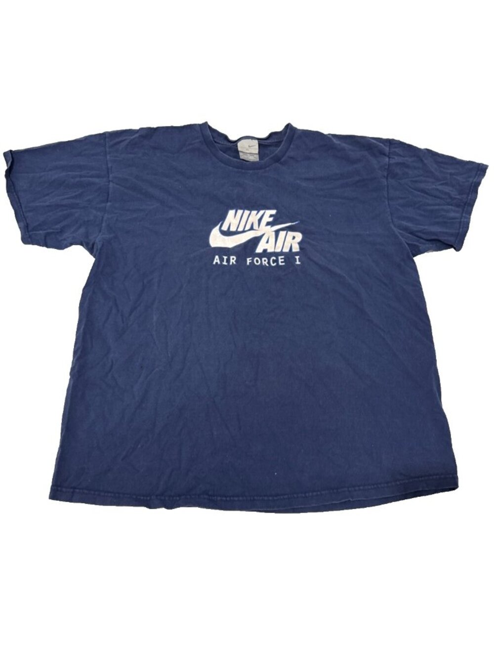 Vintage Nike Air Blue Air Force 1 AF1 T-Shirt Big Logo Swoosh Navy Y2K USA Sz XL